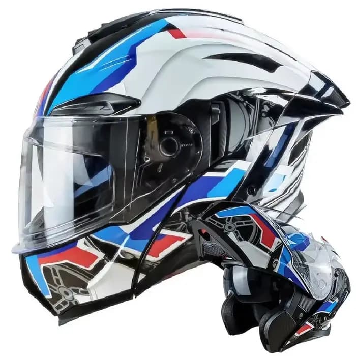 Casque de Moto rabattable intégral double lentille