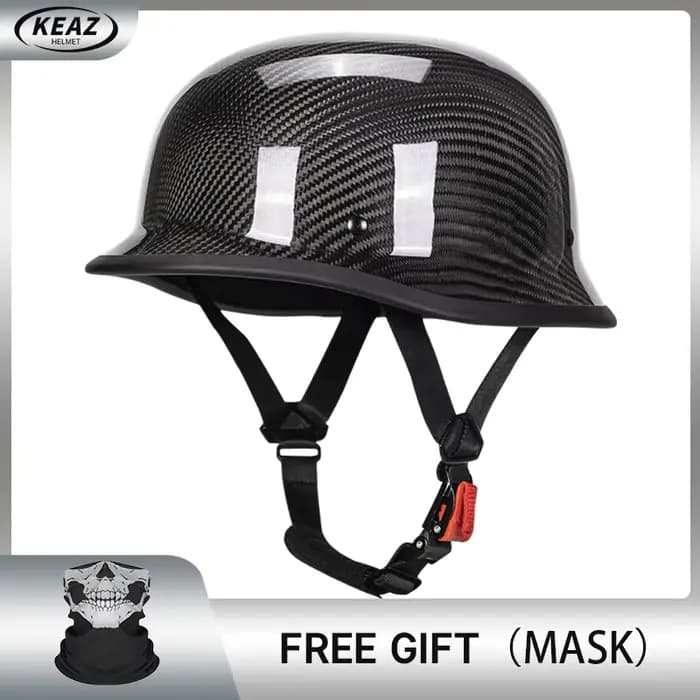 Casque demi-visage en fibre de carbone pour moto, motif tendance, casque vintage, casque rétro pour