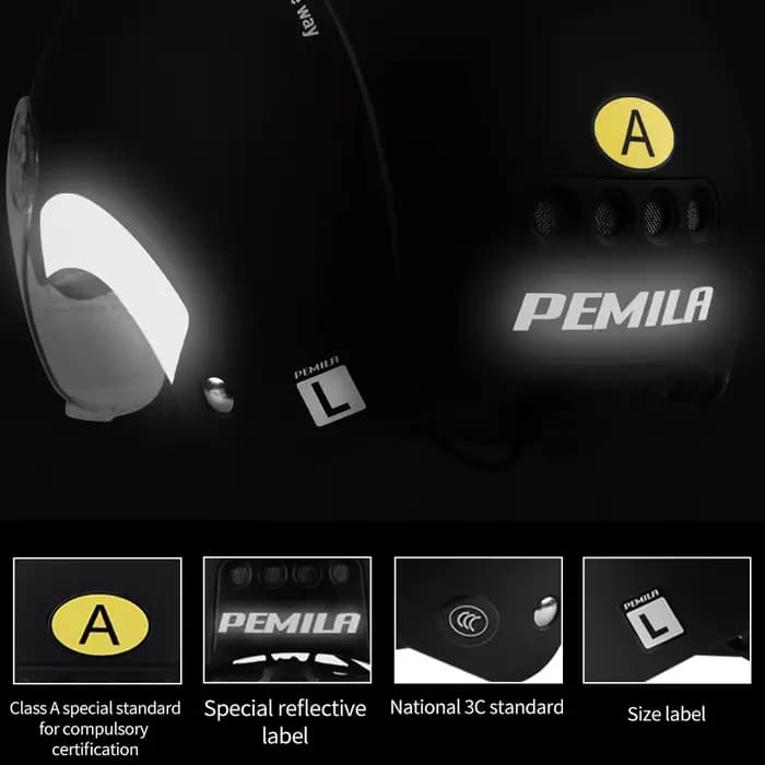 PEMILA casque de cyclisme avec lunettes lentille Protection des oreilles autocollant réfléchissant