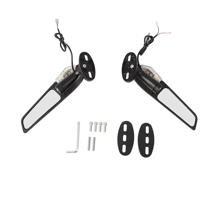 Rétroviseurs latéraux de moto modifiés, ailes coupe-vent réglables et rotatives avec lumière LED pou