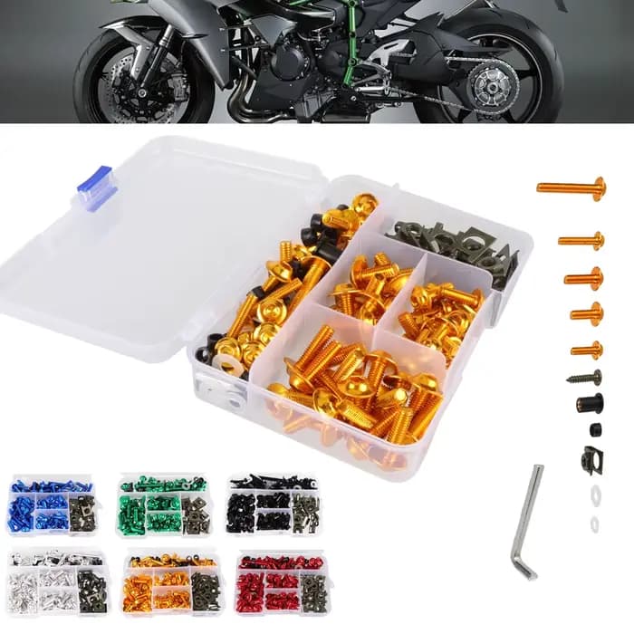 177 pièces/boîte vis moto modification accessoires pare-brise couverture ensemble vis aluminium couleur carénage