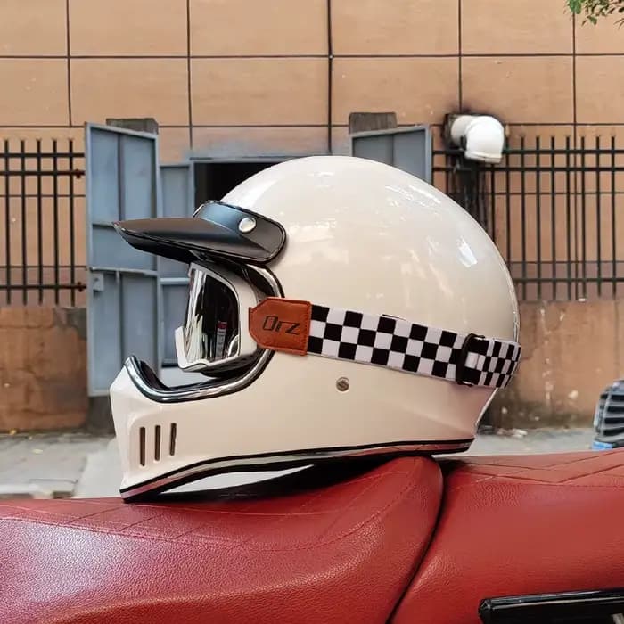 Casque de moto intégral vintage, casque de moto rétro Chopper, ent.com