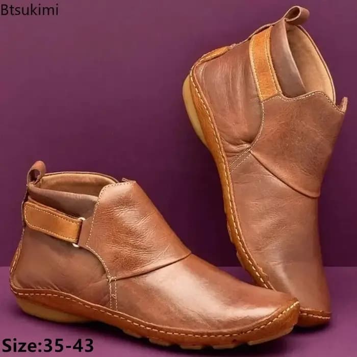 Bottes plates décontractées imperméables pour femmes 2026 – Bottines courtes souples pour l'automne et l'hiver – Chaussures décontractées pour femmes
