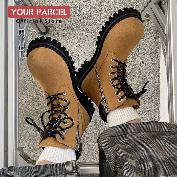 Bottes de moto courtes en cuir pour hommes