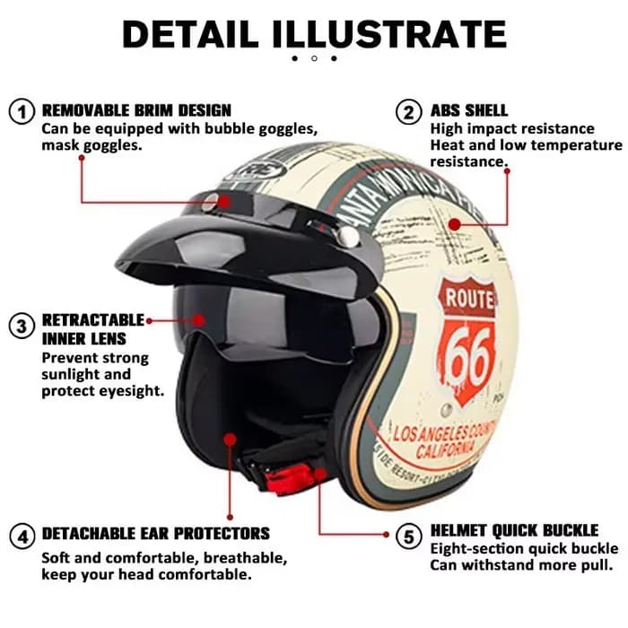 DOT Open Face Casco Moto for Harley Motorcycle Accessories Men