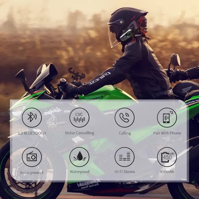Casque audio pour moto mains libres Bluetooth 5.3, casque de moto étanche, écouteurs sans fil