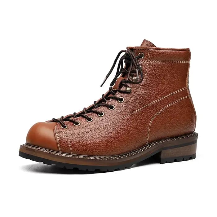 Bottes en cuir véritable pour hommes, chaussures de travail Vintage montantes pour hommes, bottes en
