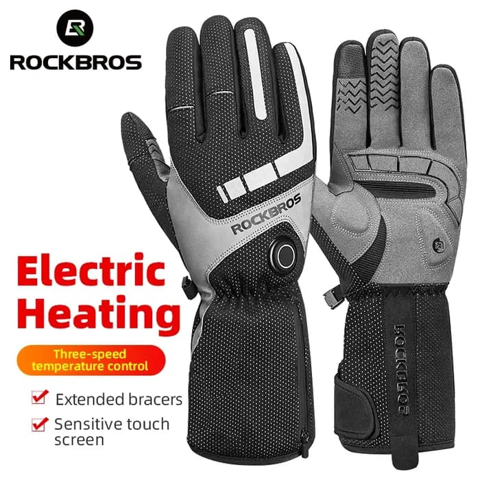 ROCKBROS gants de ski chauffants hommes femmes hiver moto écran tactile étanche Rechargeable 4000mAh batterie gants chauffants