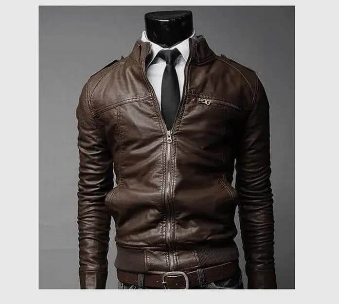 Veste de moto en cuir PU pour hommes