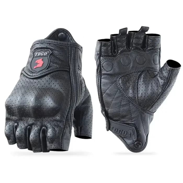 Gants de moto d'été sans doigts en cuir de chèvre