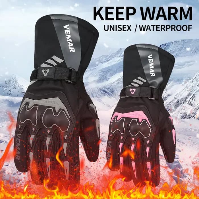 Gants de moto VEMAR imperméables, thermiques, coupe-vent, compatibles écrans tactiles, isolés, antidérapants, pour hommes