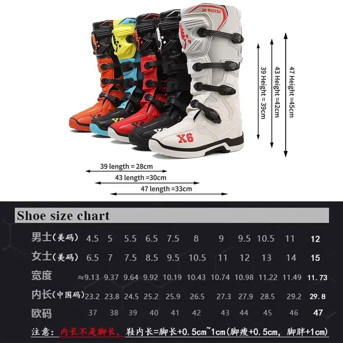 Nouvelles bottes de motocross pour hommes et femmes