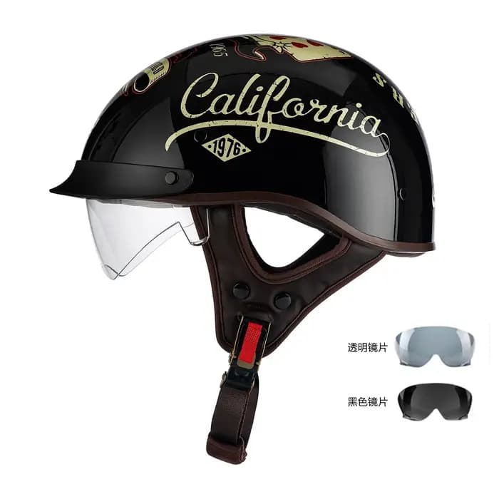 Casque Demi-Coque Rétro pour Hommes et Femmes, Casque de Sécurité pour Moto Électrique, Casque d'Été pour Vélo à Pédales, Style Prince Bowl