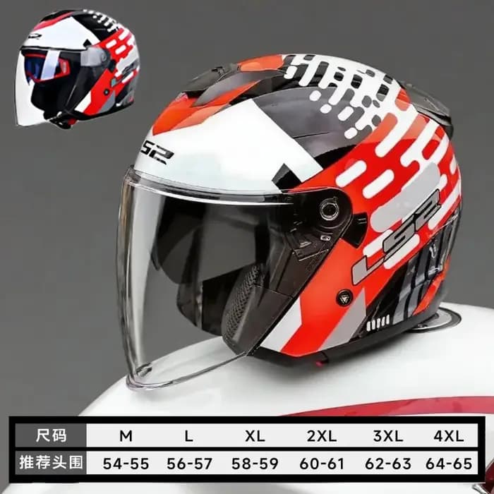 Casque de moto LS2 OF626 COMPASS original à double visière 3/4 ouvert, unisexe, pour scooter, capacete, cascos para moto, motocross
