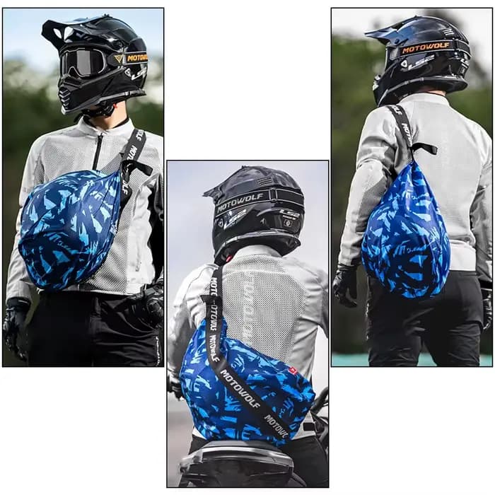 Sac de casque sac à dos étanche à la pluie poche de tirage pour moto Scooter cyclomoteur vélo demi-casque complet couvercle protéger sac