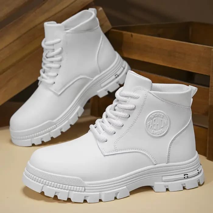 Bottes de moto blanches toutes saisons pour hommes, chaussures d'automne et d'hiver pour randonnée e