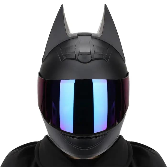 Casque de moto intégral avec oreilles de chauve-souris pour homme