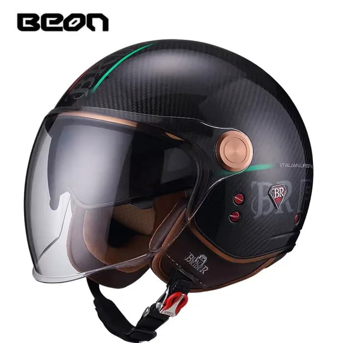 BEON BR-20 Casque d'équitation de moto Demi-casque en fibre de carbone 3/4