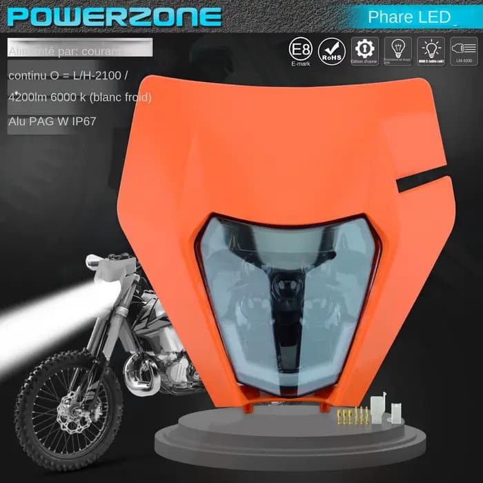 Moto phare LED phare phare Supermoto carénage pour KTM EXC SXF MX Dirt Bike Enduro phare LED