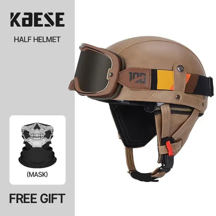 Casque de Moto Classique Rétro en Cuir