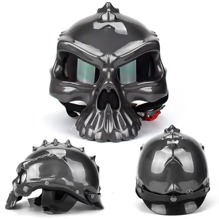 Casque de moto rétro crâne moto Scooter Chopper squelette crâne casque personnalité quatre saisons u