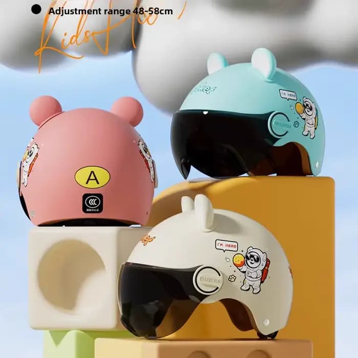 Casques de moto pour enfants dessin animé voiture électrique vélo visage ouvert femme casque mignon quatre saisons