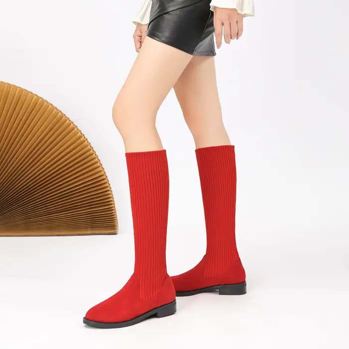 Bottes pour femmes 2025, nouvelles bottes plates confortables et décontractées à rayures