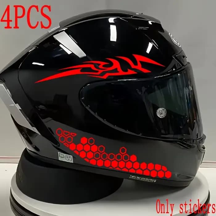 Autocollant géométrique rouge pour casque de moto