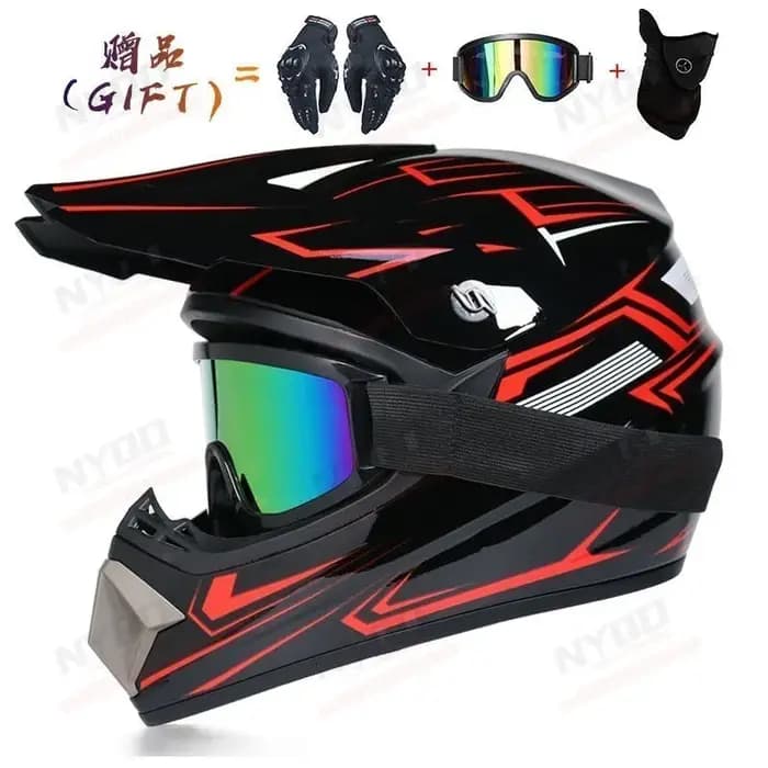 Casque de moto tout-terrain, casque de motocross ATV VTT DH pour adulte avec visière, homologué DOT pour la conduite