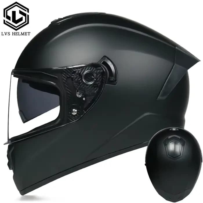 Casque de moto intégral avec double lentille, casques à col classique, équipement de course, équipem