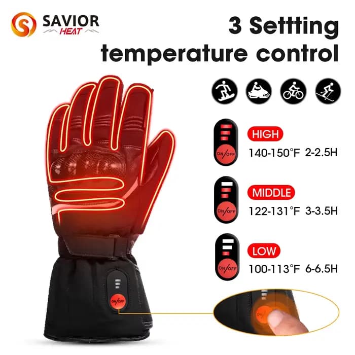 Savior Heat 100% gants de moto imperméables Guantes chauffants