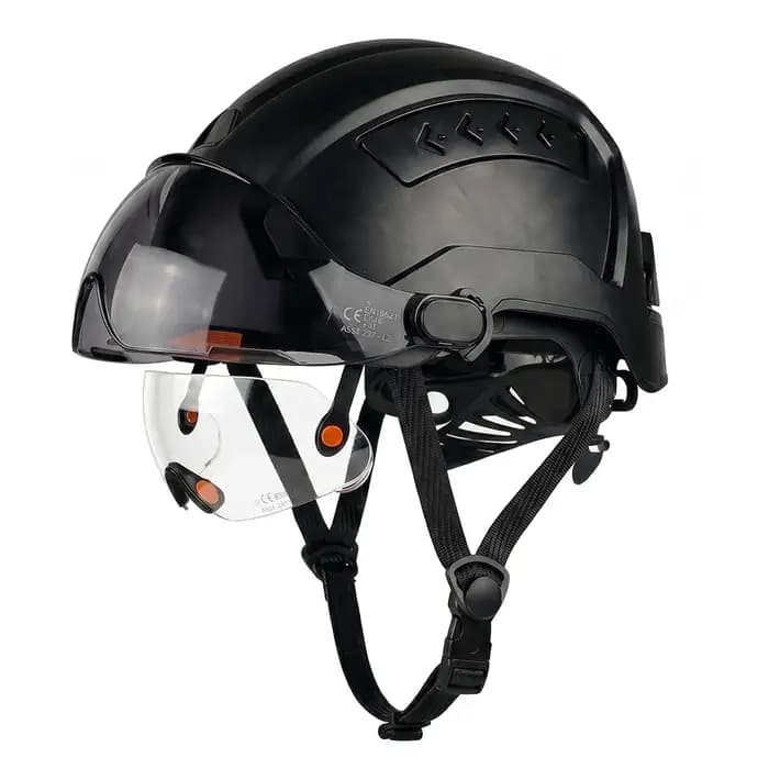Casque de sécurité CE ANSI avec double visière coulissante et ventilation