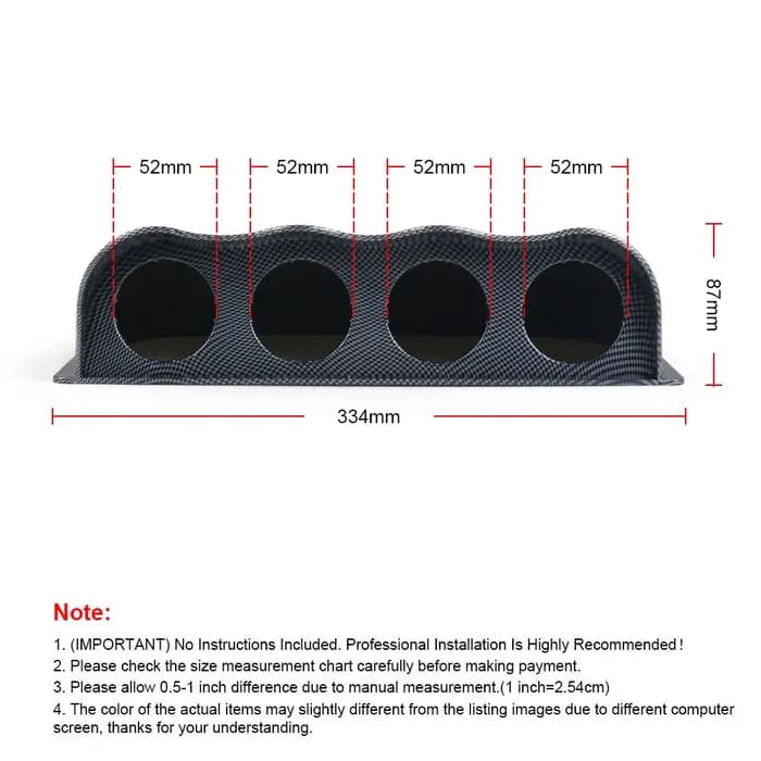 Tableau de bord universel de course, 2 pouces, 52MM, 4 trous, support de jauge Quad, Pod ABS, tablea