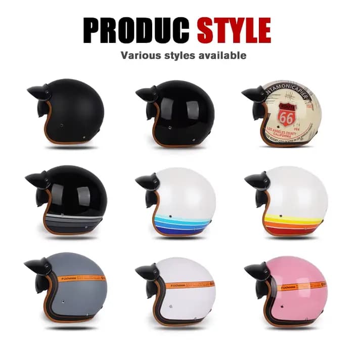 Casque de Moto Rétro Certifié DOT