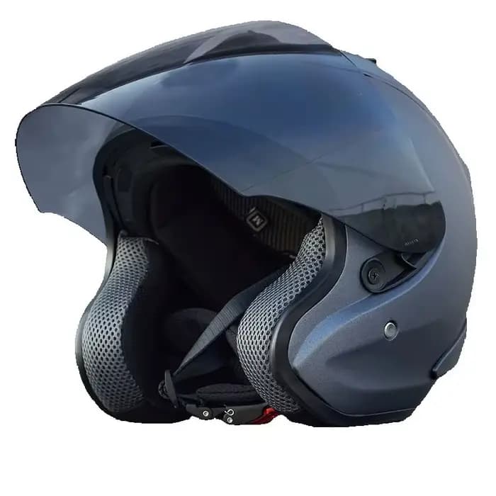 Demi-Casque Gris à Visage Ouvert pour Moto