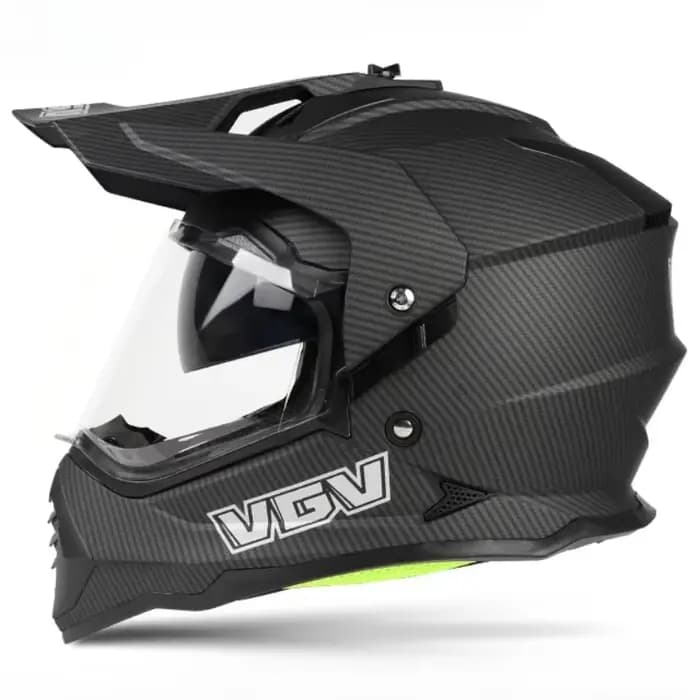 Casque de motocross avec motif en fibre de carbone