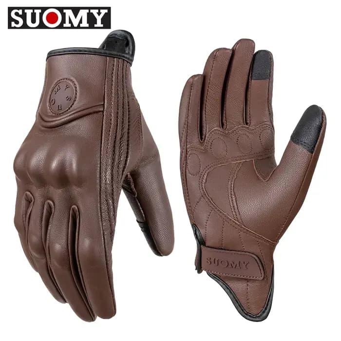 SUOMY gants de Moto marron Vintage en cuir hommes femmes