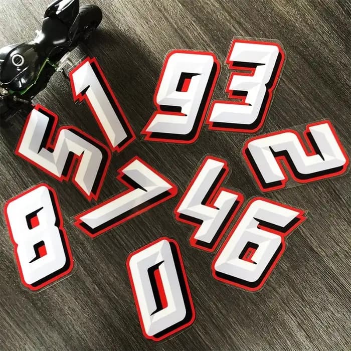 Autocollant réfléchissant de numéro de moto 0-9, pour MotoGP Ducati Honda Yamaha Suzuki Aprilia, aut