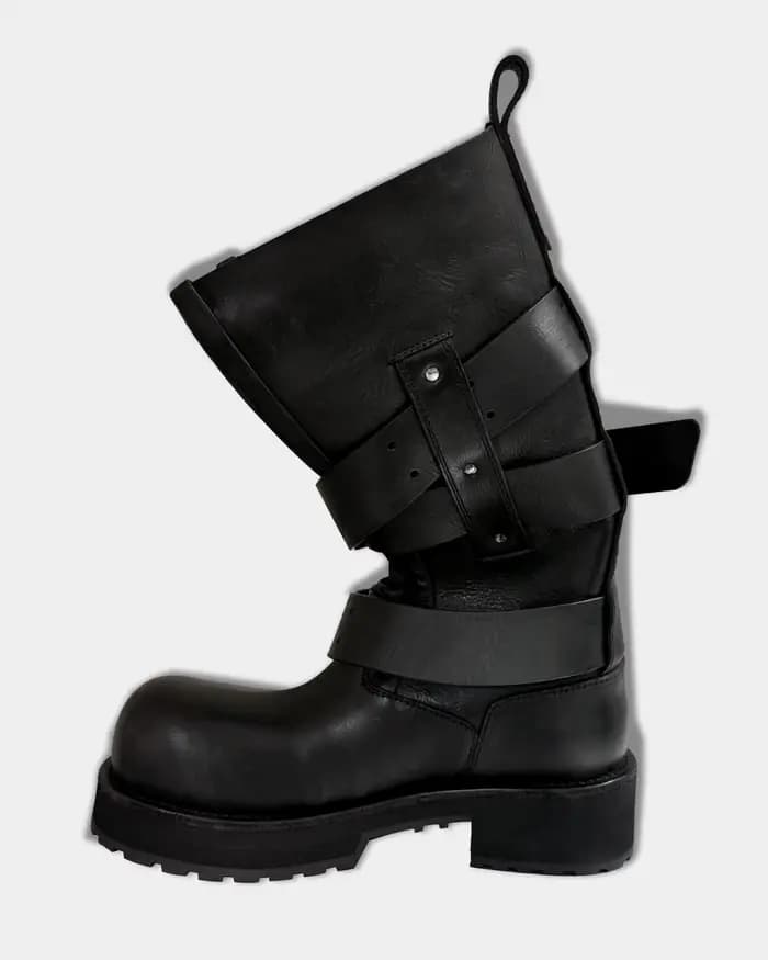 Bottes de moto modernes Vintage à gros bout rond pour hommes