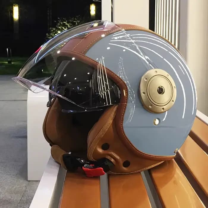 Casque de moto électrique intelligent Bluetooth à double miroir, unisexe, rétro, avec protection the