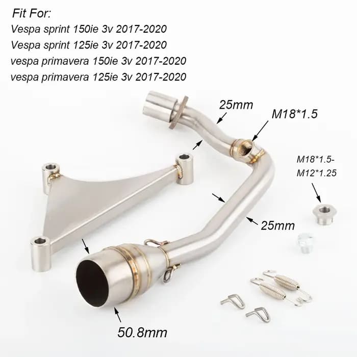 Tuyau de liaison de silencieux d'échappement de sprint de moto 51mm pour Vespa