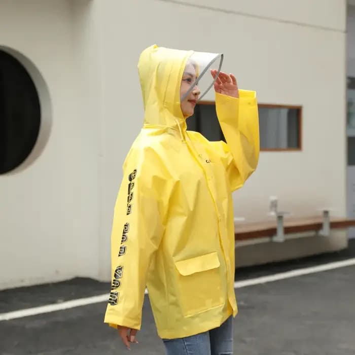 Combinaison de pluie imperméable en deux pièces pliable