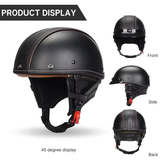 Casque de moto allemand en cuir PU