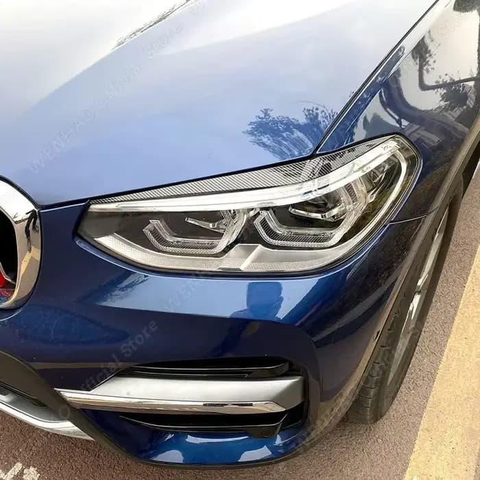 Sourcils de phares noirs brillants, 2 pièces, pour BMW X4 X3 G01 G02 2018 2019 2020 2021, couvercles