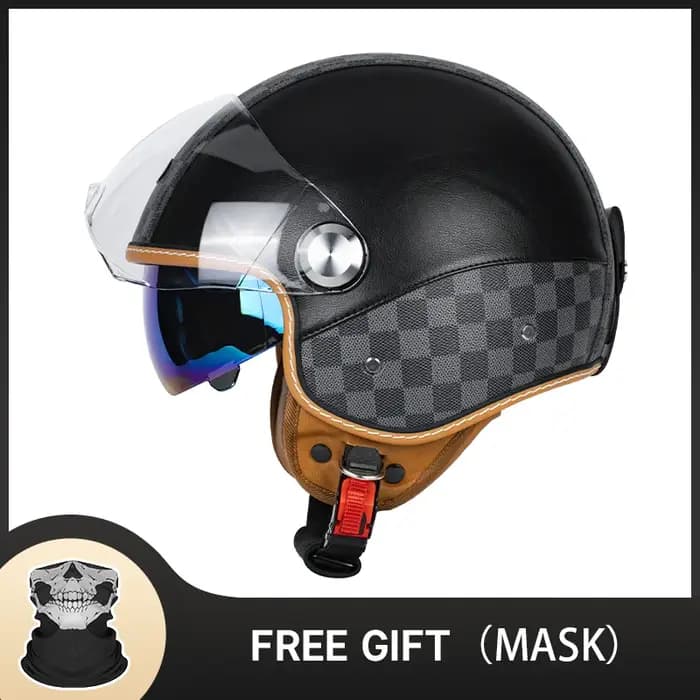 Casque de moto 3/4 ouvert populaire de style avant-gardiste avec motifs géométriques et design moderne à blocs de couleur pour les motards urbains