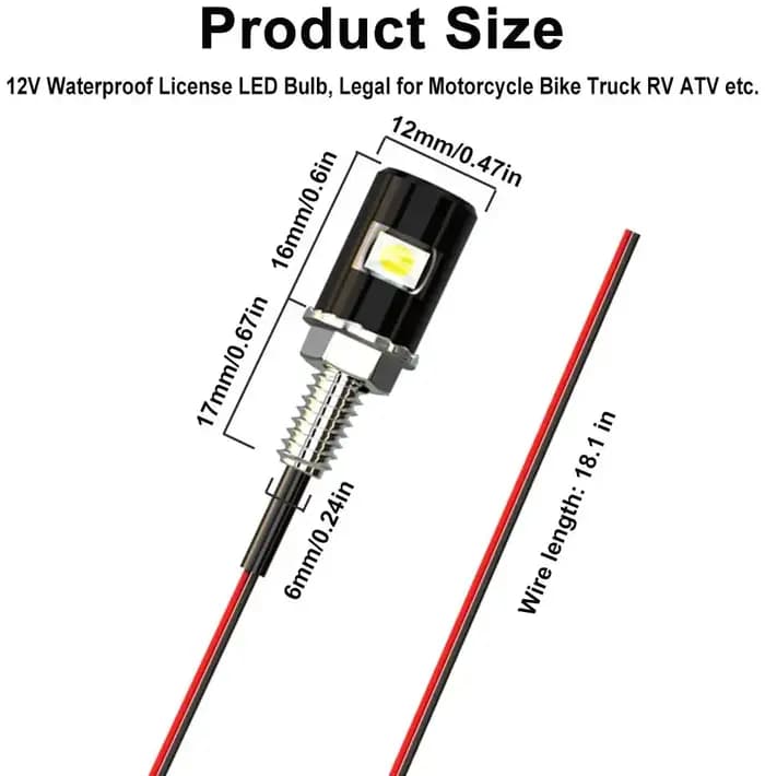 LED voiture moto plaque d'immatriculation lumières lampe Auto queue avant vis boulon ampoules lampes
