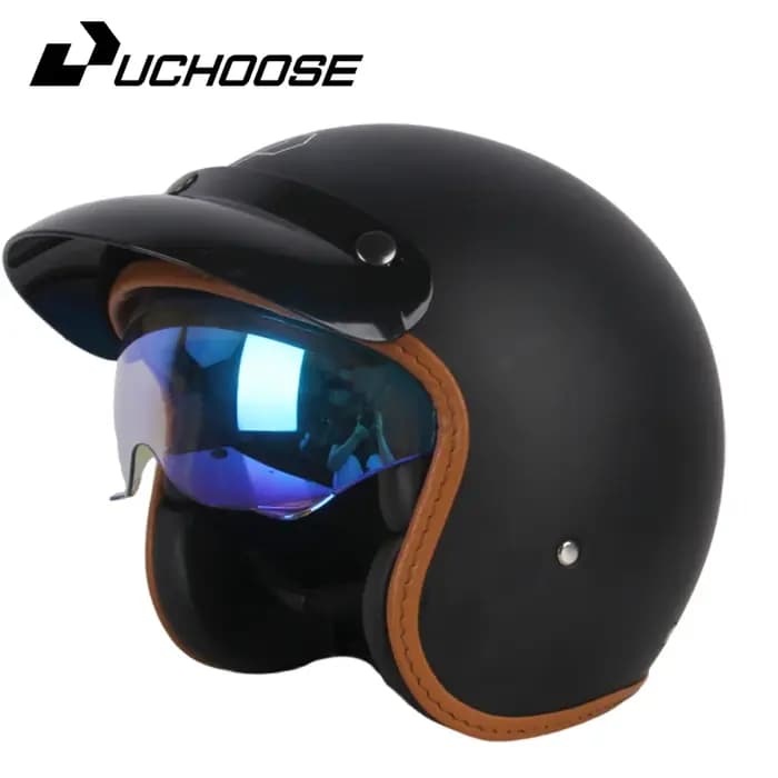 Casque de moto rétro certifié DOT Open Face pour hommes