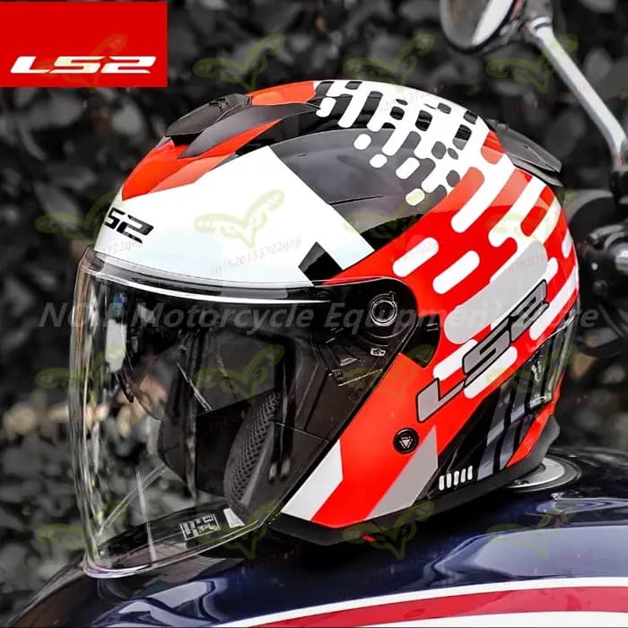 Casque moto demi-coque LS2 OF626 à double visière, toutes saisons, pour vélo électrique, course tout-terrain, casque de vélo électrique