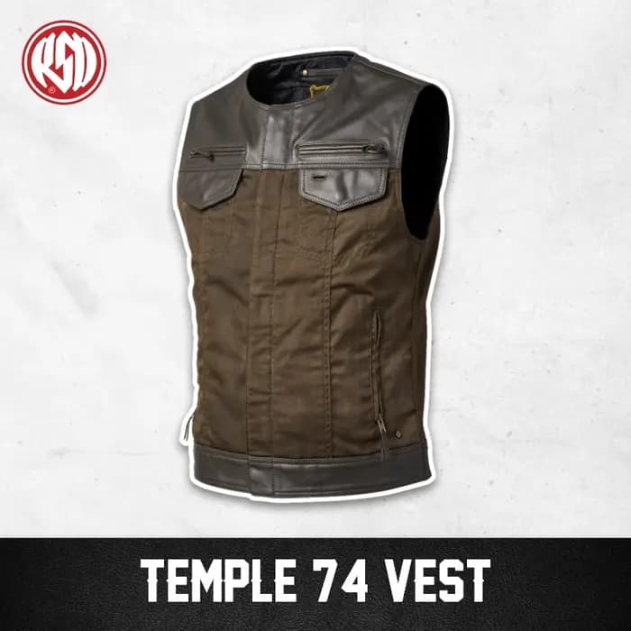 RSD Temple Gilet moto hommes Veste Original classique en cuir de Buffalo Vintage