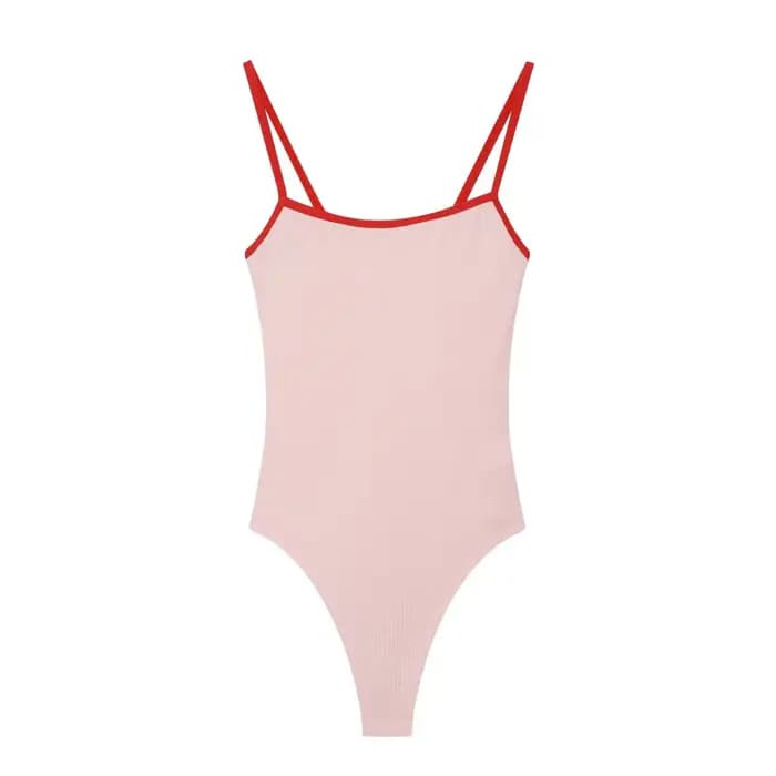 Combinaison Femme Été 2026 Nouvelle Collection Style Fille Tendance Col Rond Biais Coloré Bretelles Tissu Mélange Coton